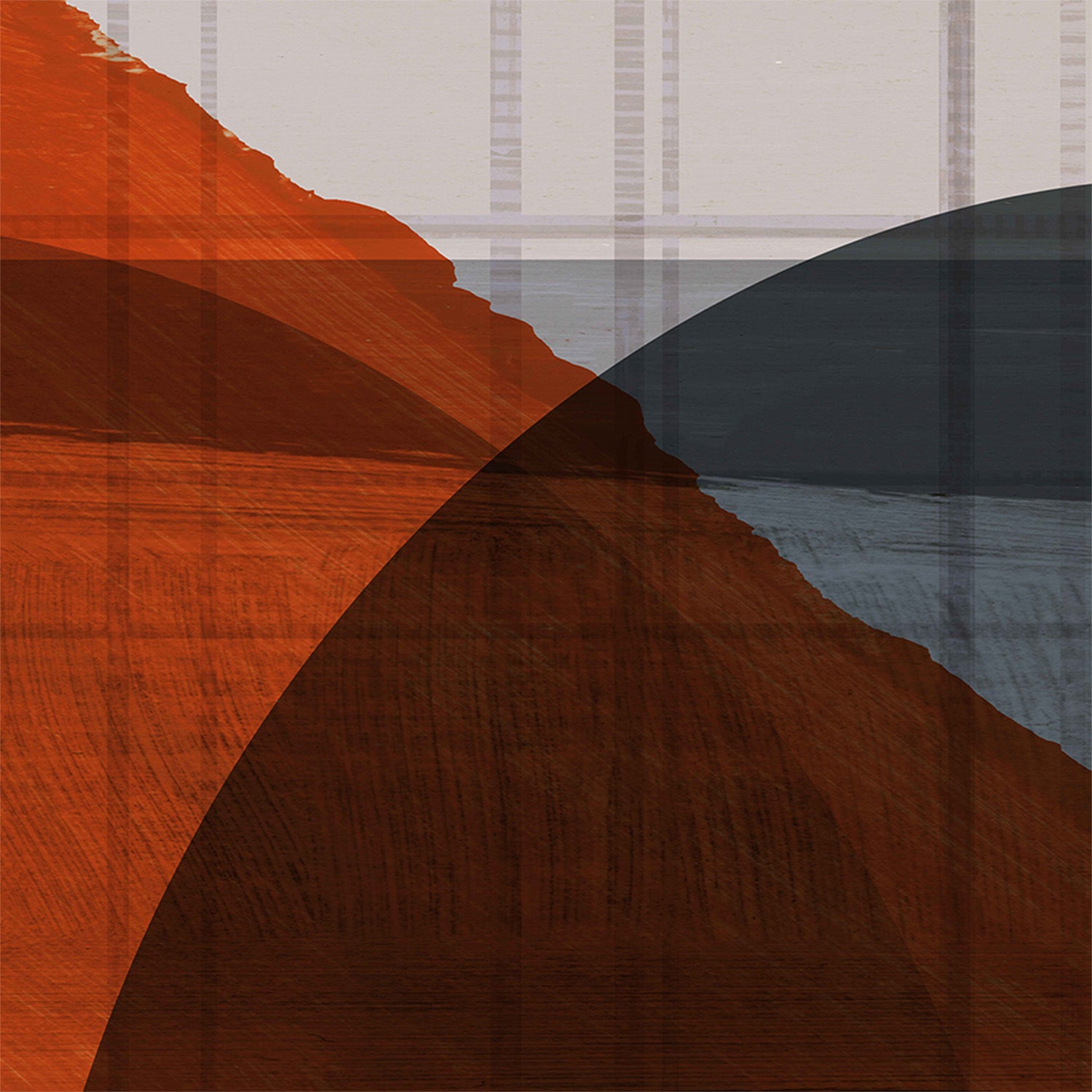 wall-art-print-canvas-poster-framed-Red Geometric Flux-1