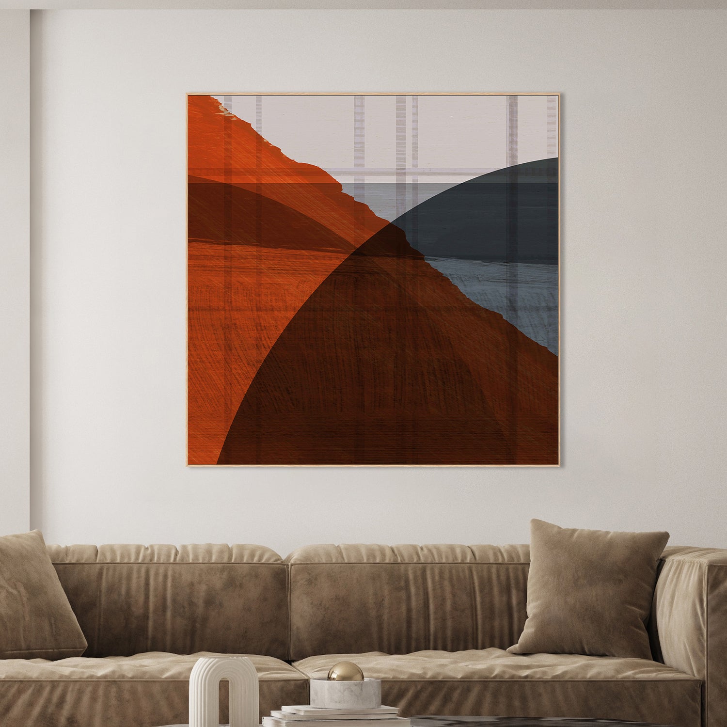 wall-art-print-canvas-poster-framed-Red Geometric Flux-2