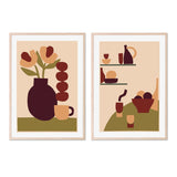 wall-art-print-canvas-poster-framed-Red Minimal Kitchen, Set Of 2-GIOIA-WALL-ART