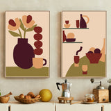 wall-art-print-canvas-poster-framed-Red Minimal Kitchen, Set Of 2-GIOIA-WALL-ART