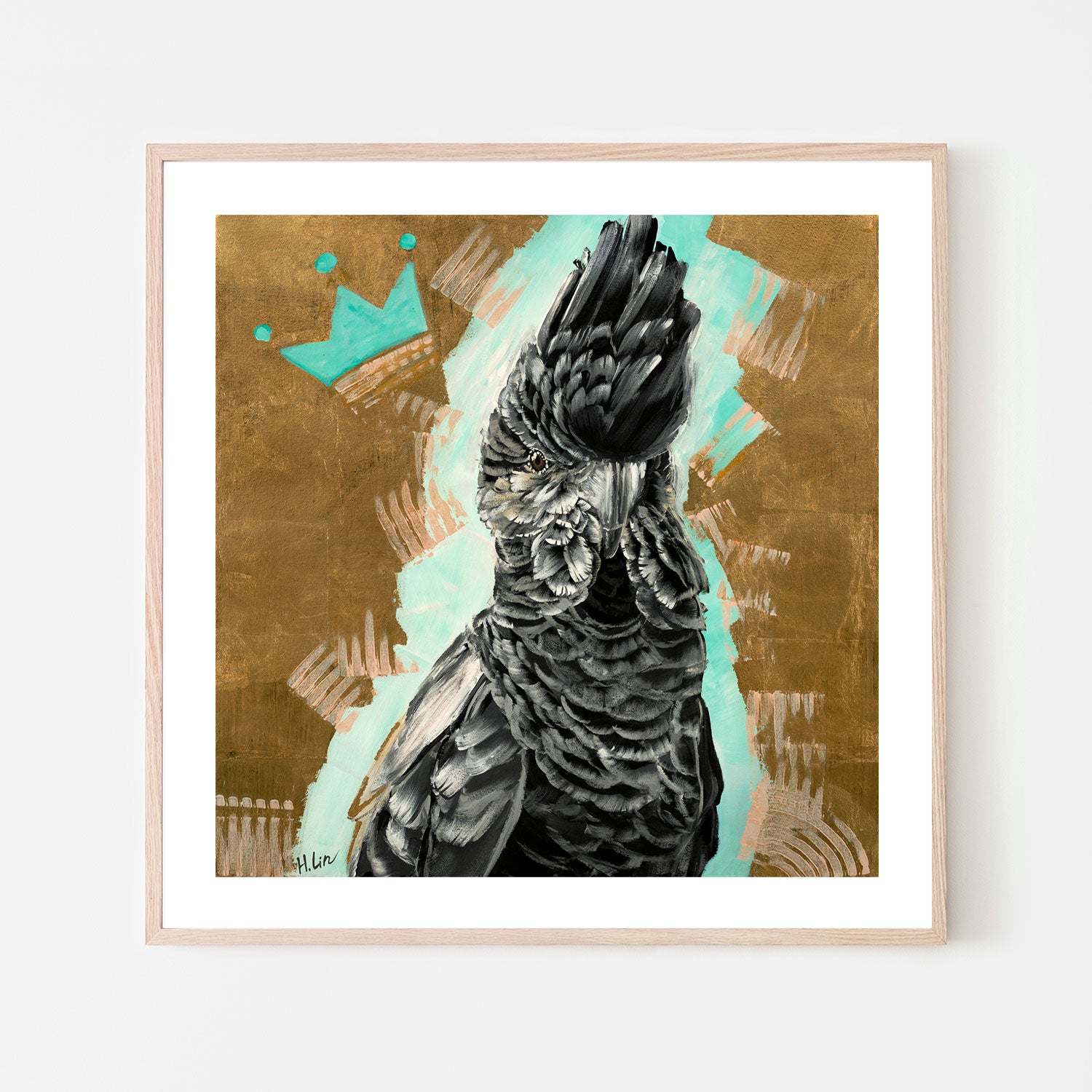 wall-art-print-canvas-poster-framed-Red Tail Black Cockatoo , By Hsin Lin-GIOIA-WALL-ART