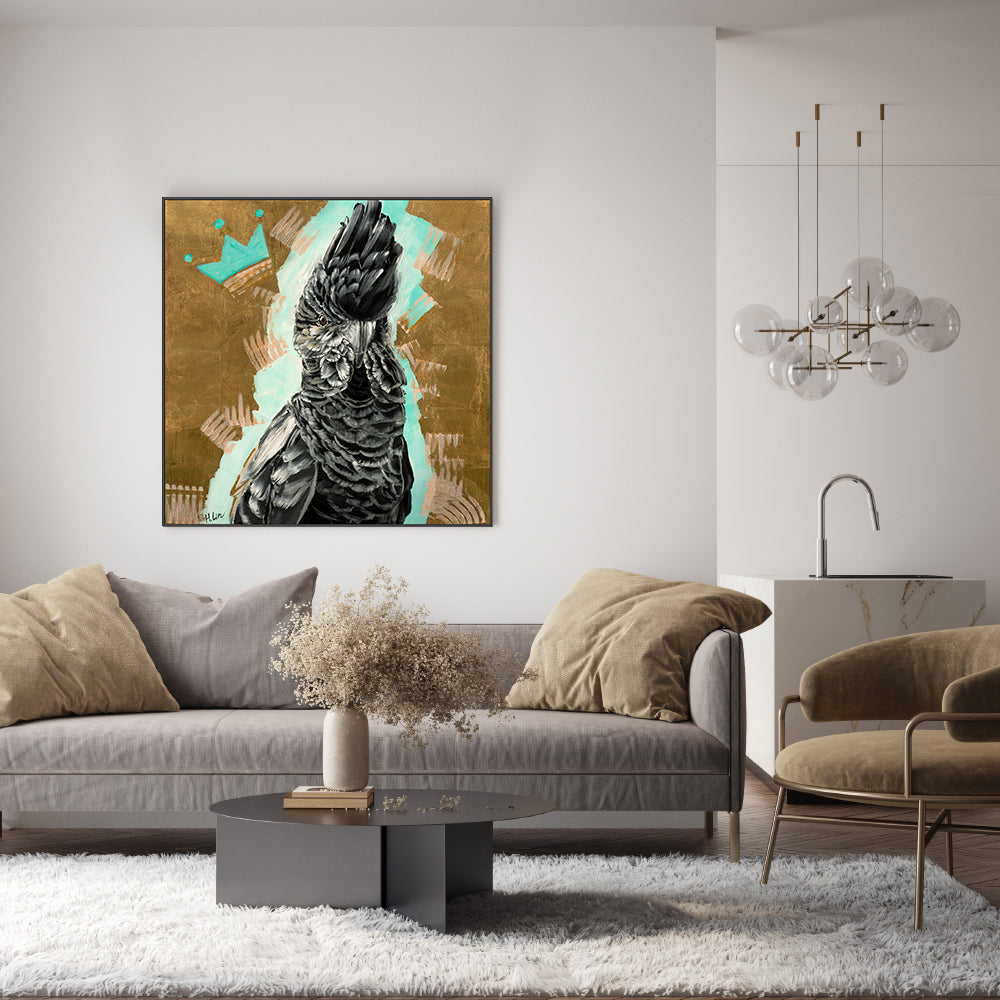 wall-art-print-canvas-poster-framed-Red Tail Black Cockatoo , By Hsin Lin-GIOIA-WALL-ART