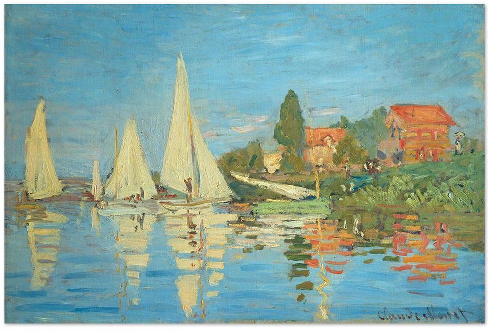 wall-art-print-canvas-poster-framed-Regatta At Argenteuil, By Monet-by-Gioia Wall Art-Gioia Wall Art