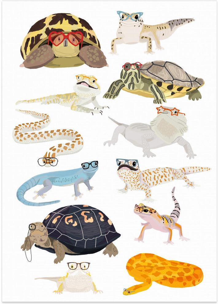 wall-art-print-canvas-poster-framed-Reptiles In Glasses , By Hanna Melin-1