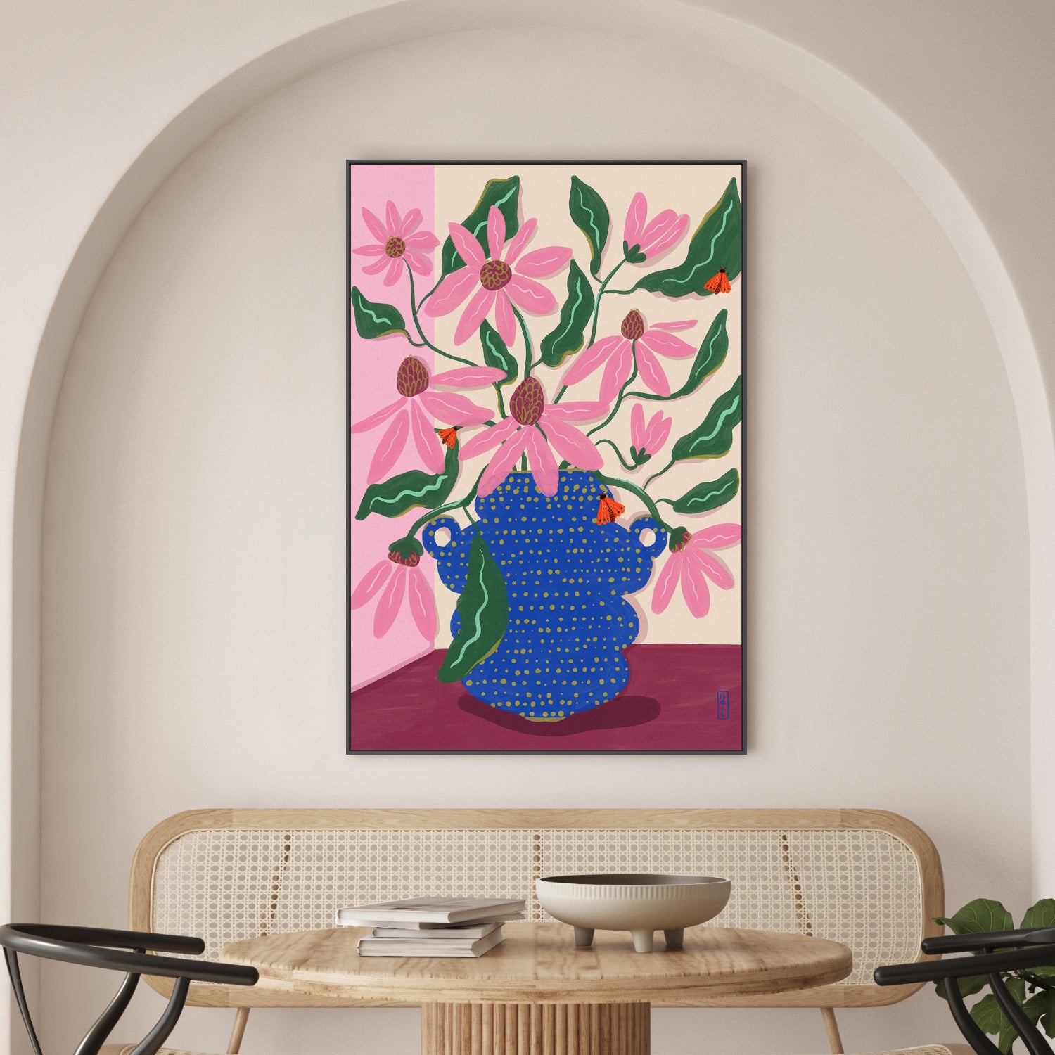 wall-art-print-canvas-poster-framed-Retro Cone Flowers-2