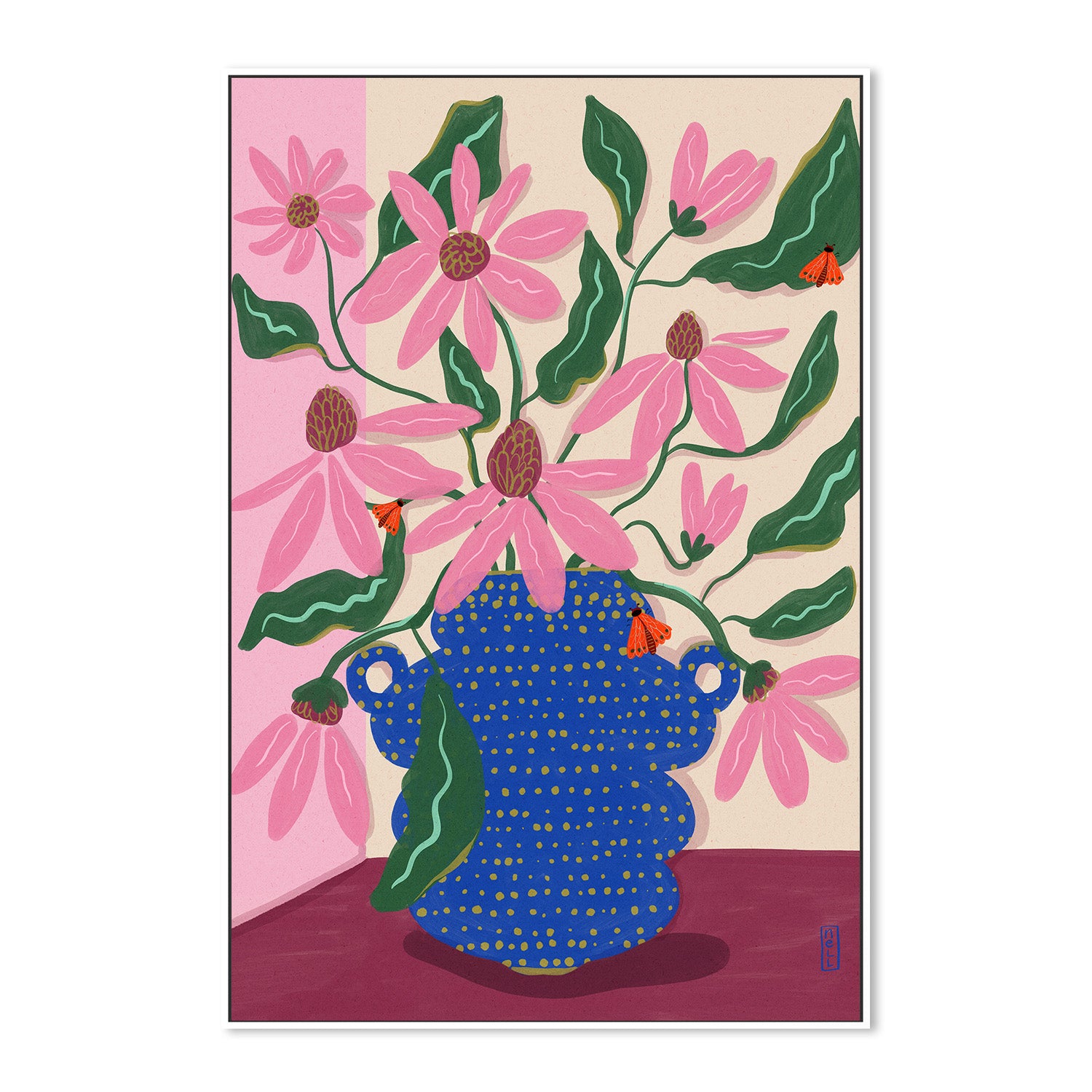 wall-art-print-canvas-poster-framed-Retro Cone Flowers-5