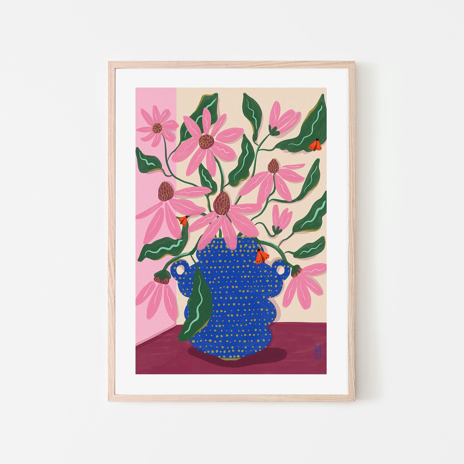 wall-art-print-canvas-poster-framed-Retro Cone Flowers-6