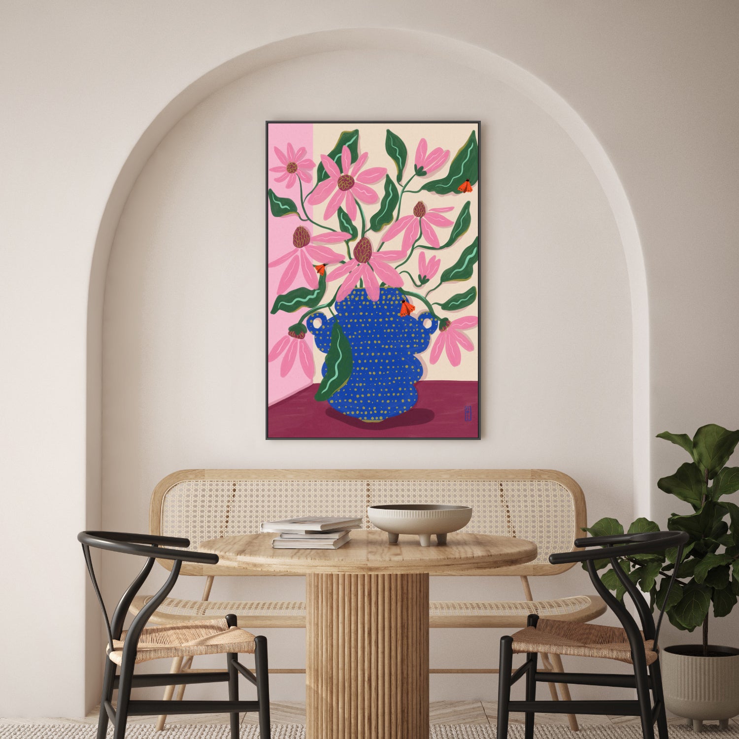 wall-art-print-canvas-poster-framed-Retro Cone Flowers-7
