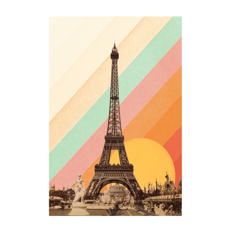 wall-art-print-canvas-poster-framed-Retro Eiffel Tower, By Florent Bodart-GIOIA-WALL-ART