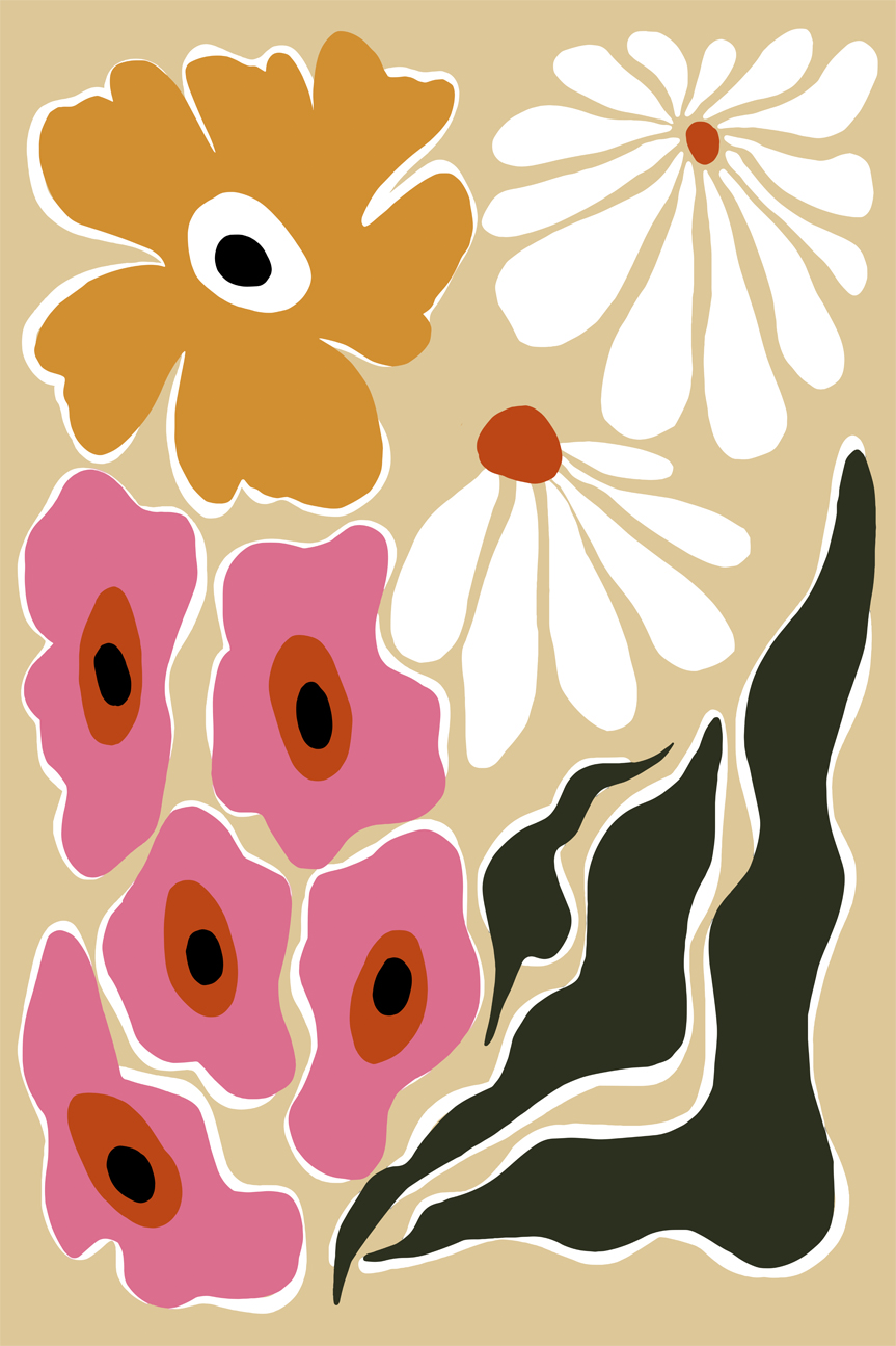 wall-art-print-canvas-poster-framed-Retro Garden , By Miho Art Studio-1