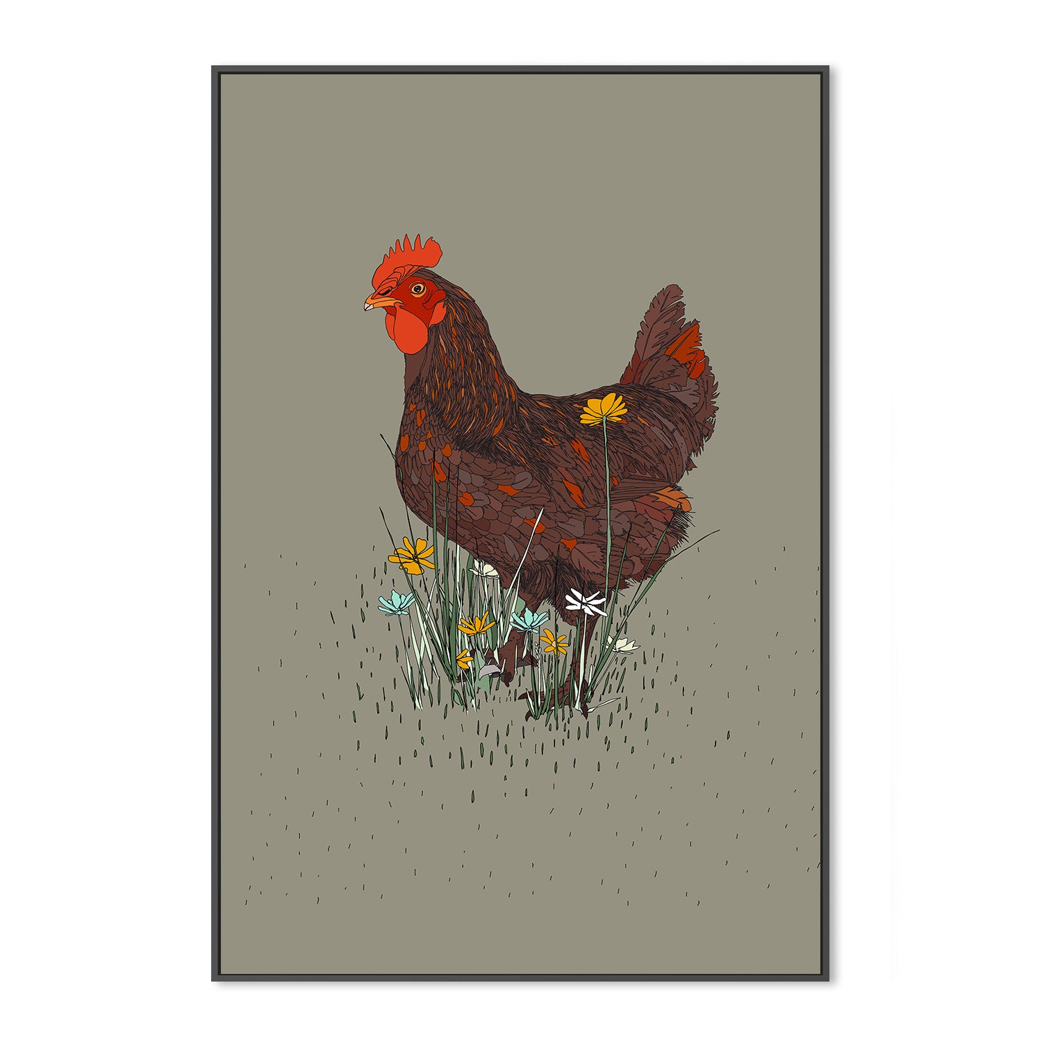 wall-art-print-canvas-poster-framed-Rooster in the Meadow-3