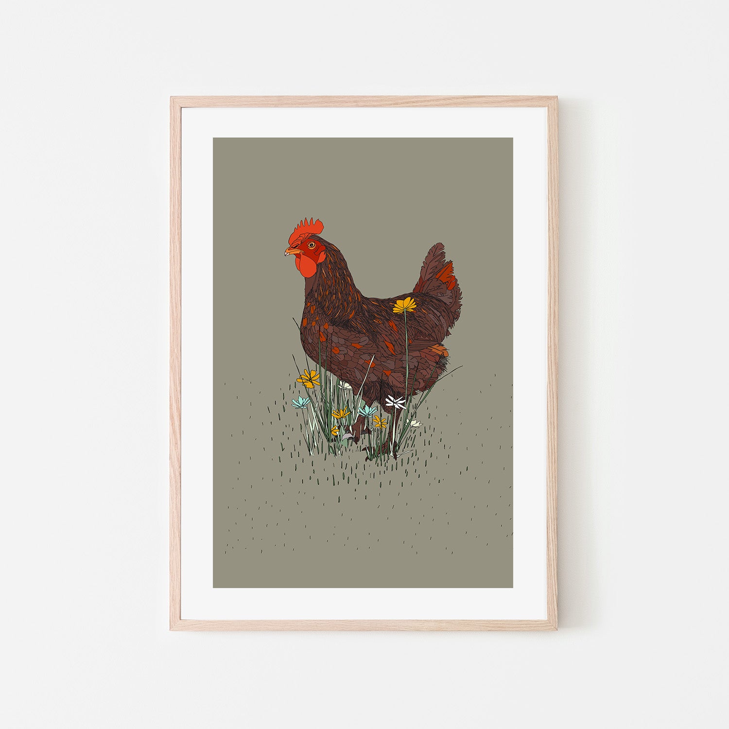 wall-art-print-canvas-poster-framed-Rooster in the Meadow-6