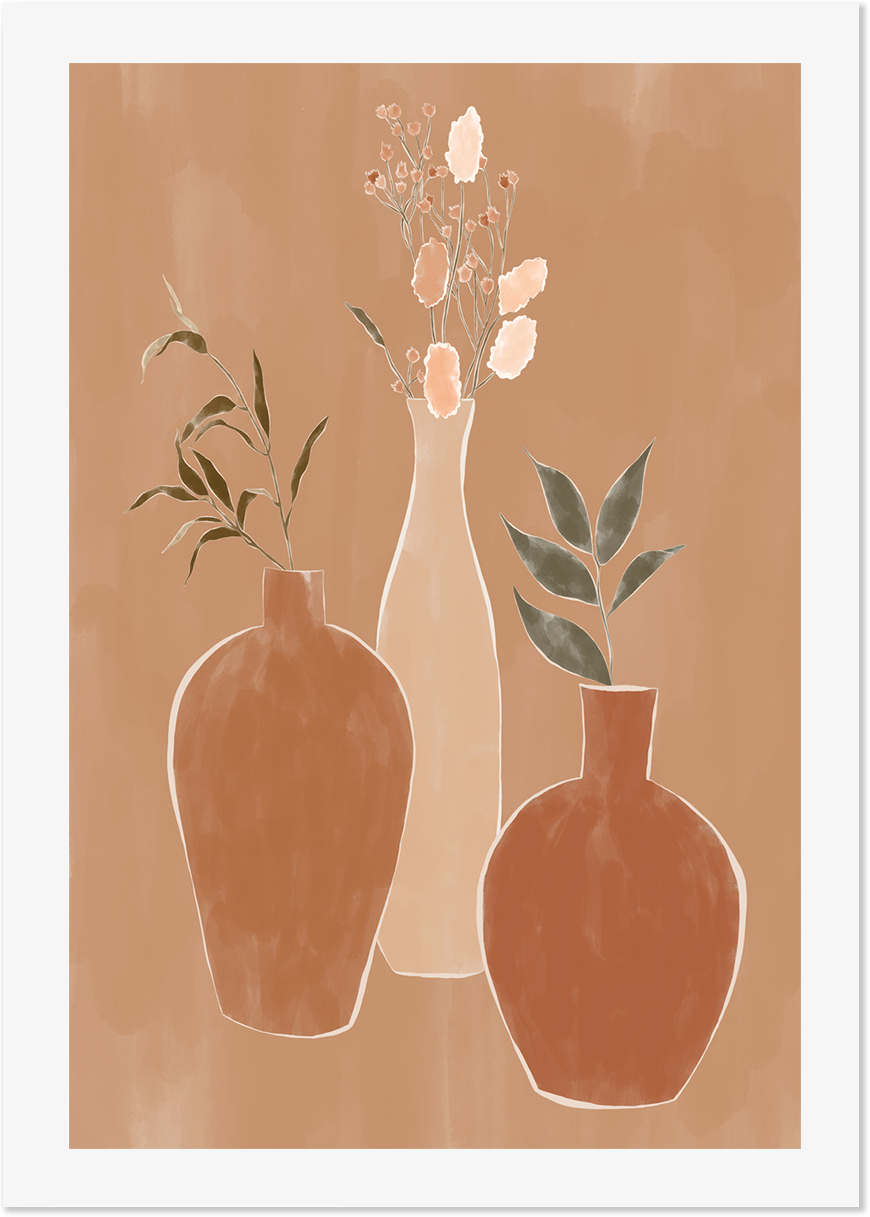 wall-art-print-canvas-poster-framed-Rustic Flower Vases , By Ivy Green Illustrations-GIOIA-WALL-ART