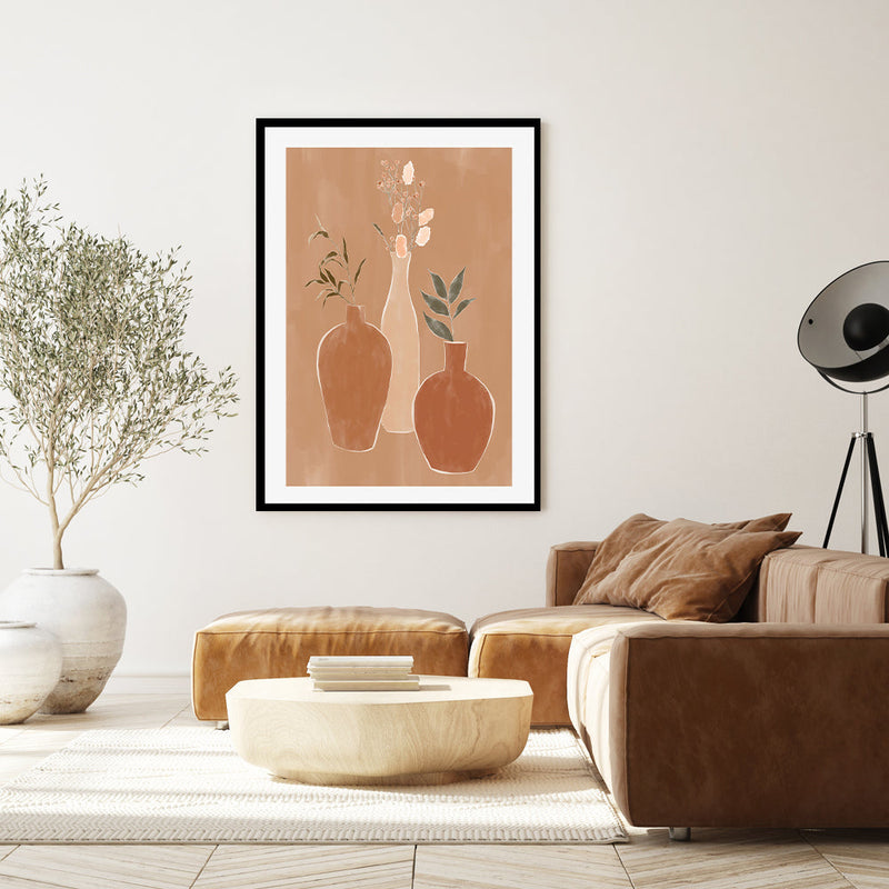 wall-art-print-canvas-poster-framed-Rustic Flower Vases , By Ivy Green Illustrations-GIOIA-WALL-ART