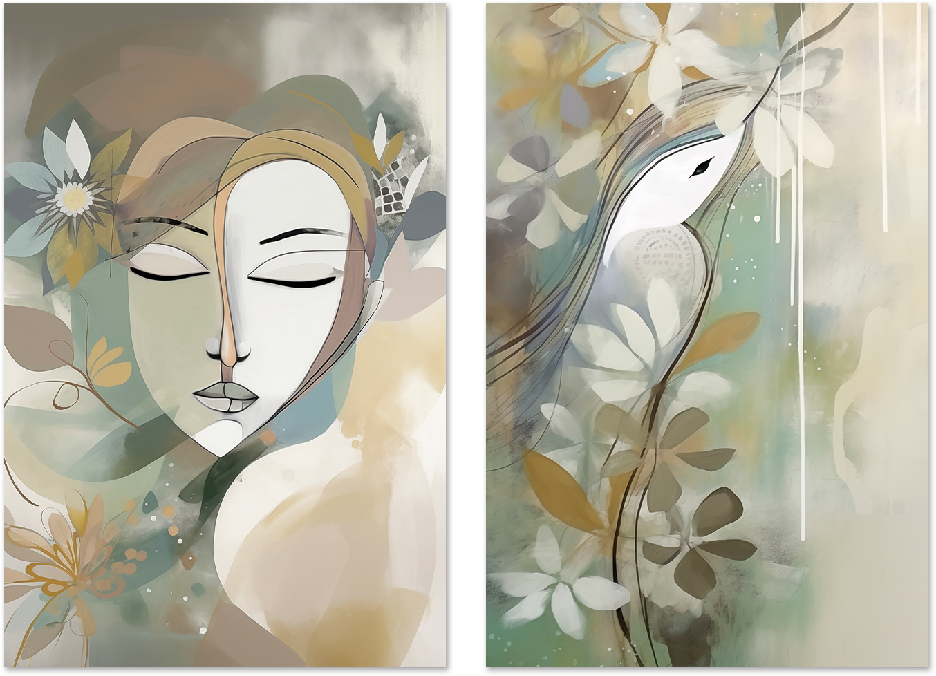 wall-art-print-canvas-poster-framed-Sage, Style A & B, Set Of 2 , By Bella Eve , By Bella Eve , By Bella Eve-1