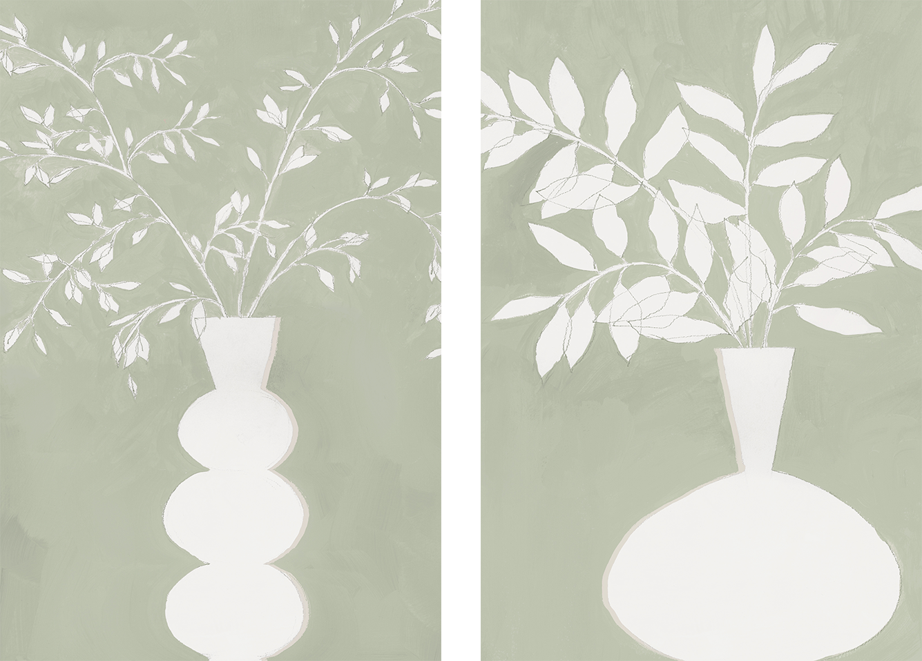 wall-art-print-canvas-poster-framed-Sage Vase, Style A & B, Set Of 2 , By Aria K-1