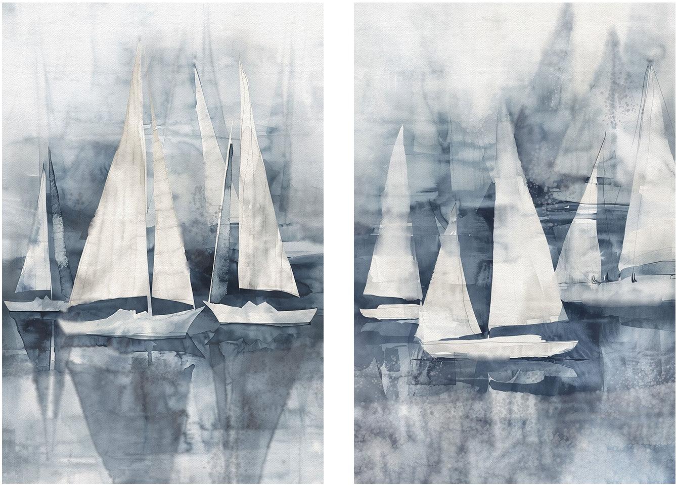 wall-art-print-canvas-poster-framed-Sail The Sea, Style B & C, Set Of 2 , By Nina Blue , By Nina Blue-1