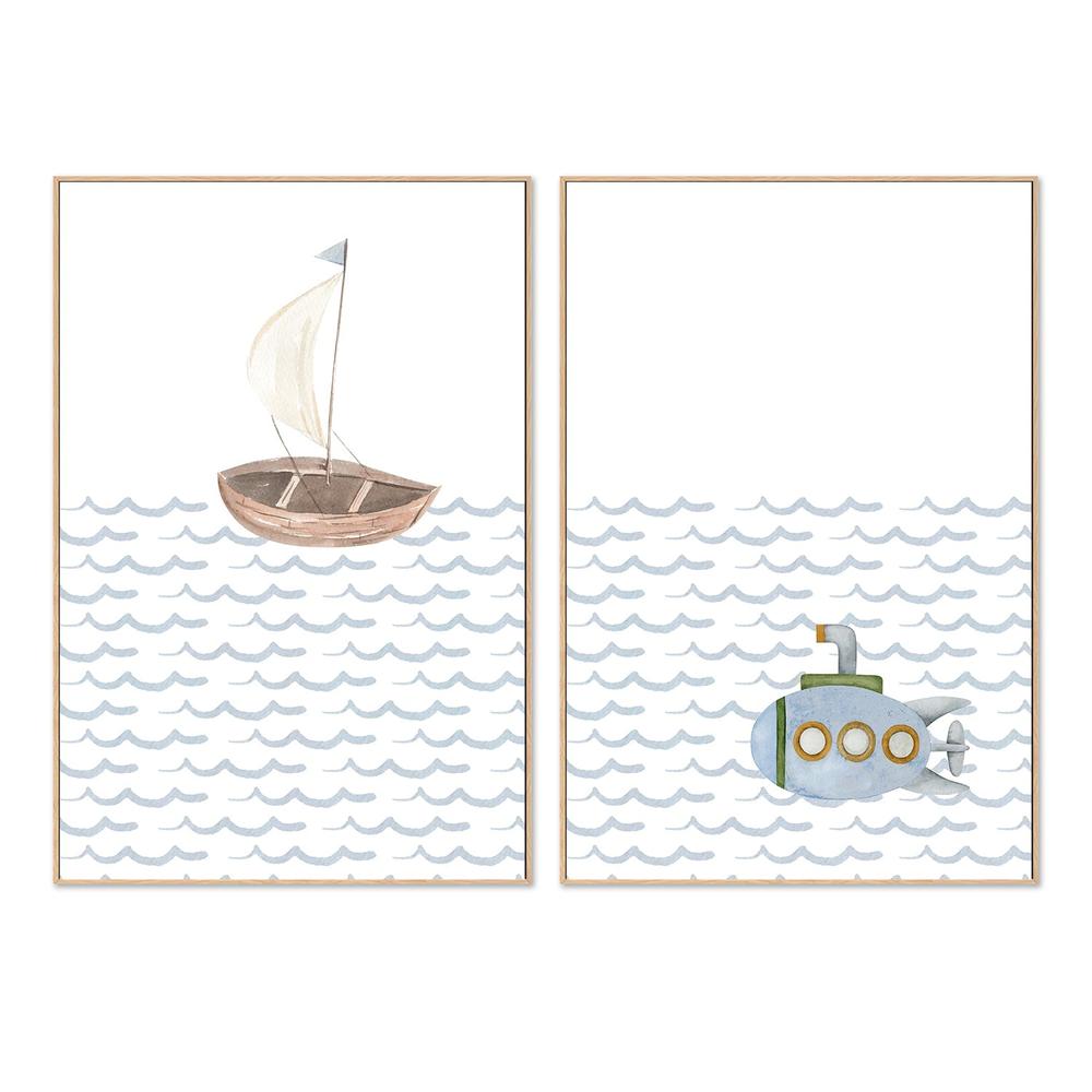 wall-art-print-canvas-poster-framed-Sailboat, Submarine , By At Viv Home Prints-4