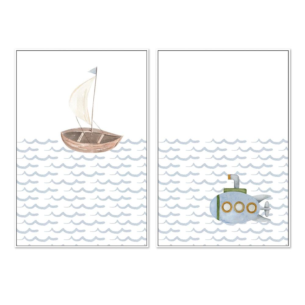 wall-art-print-canvas-poster-framed-Sailboat, Submarine , By At Viv Home Prints-5