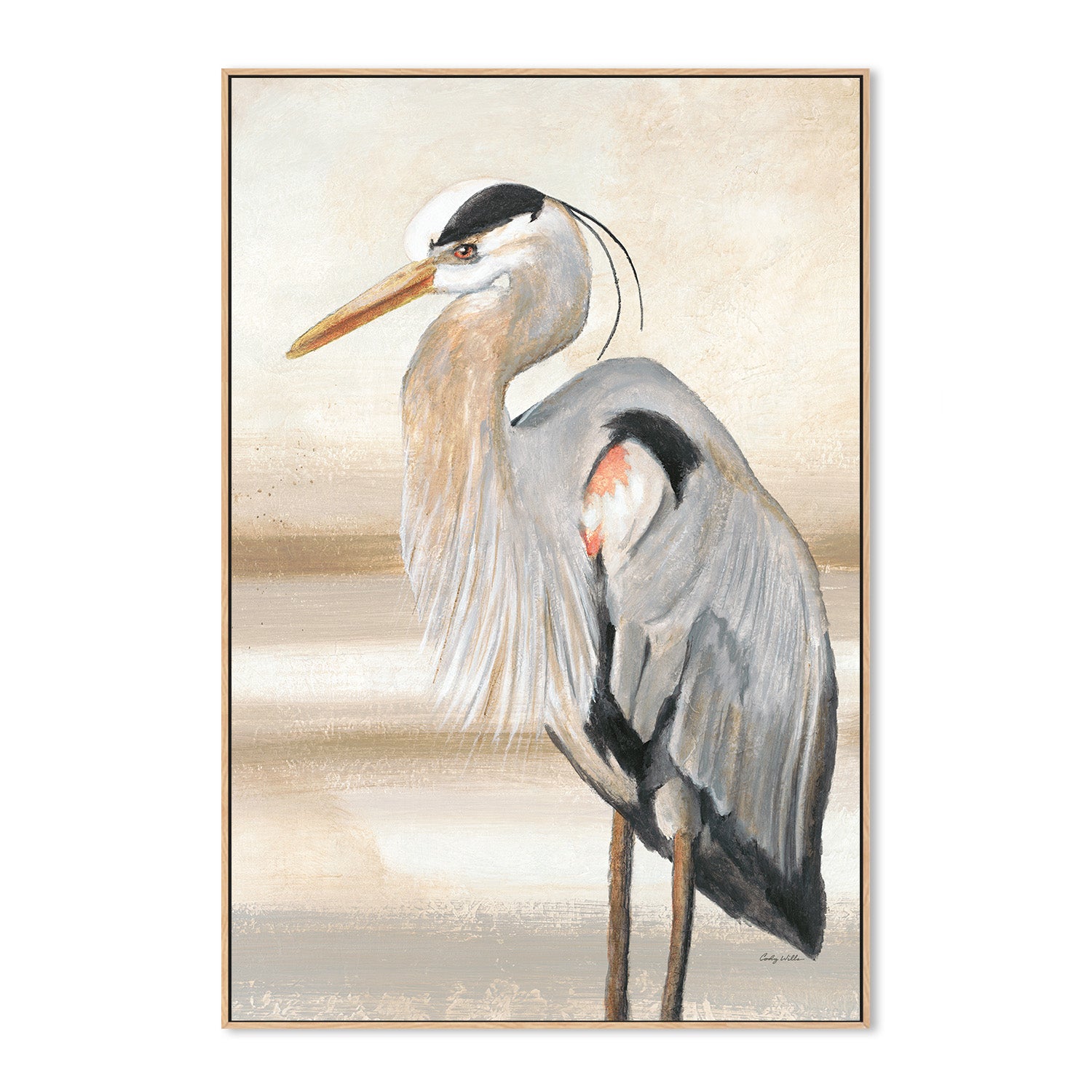 wall-art-print-canvas-poster-framed-Sandy Beach Heron, Style B-4