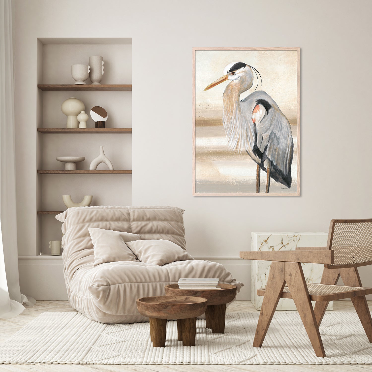 wall-art-print-canvas-poster-framed-Sandy Beach Heron, Style B-8