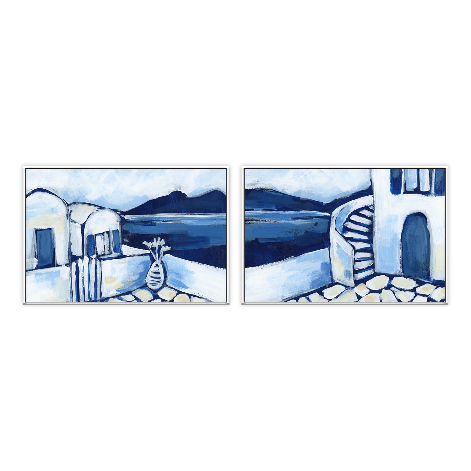 wall-art-print-canvas-poster-framed-Santorini Views , Style A & B, Set Of 2 , By Jetty Home-5