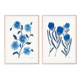 wall-art-print-canvas-poster-framed-Saphire Blue Flowers, Style A & B, Set Of 2 , By Danhui Nai-GIOIA-WALL-ART