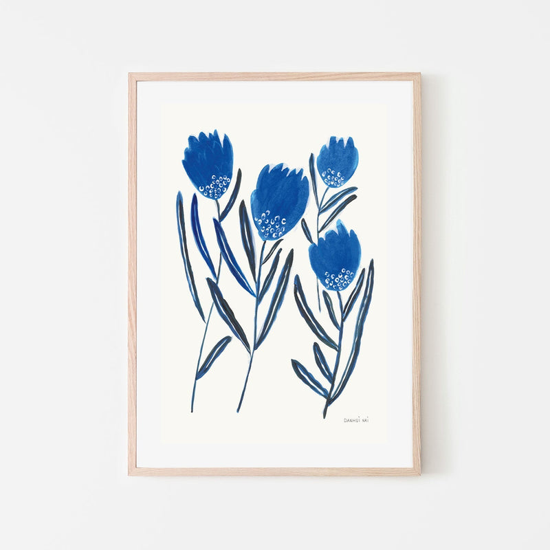 wall-art-print-canvas-poster-framed-Saphire Blue Flowers, Style B , By Danhui Nai-GIOIA-WALL-ART