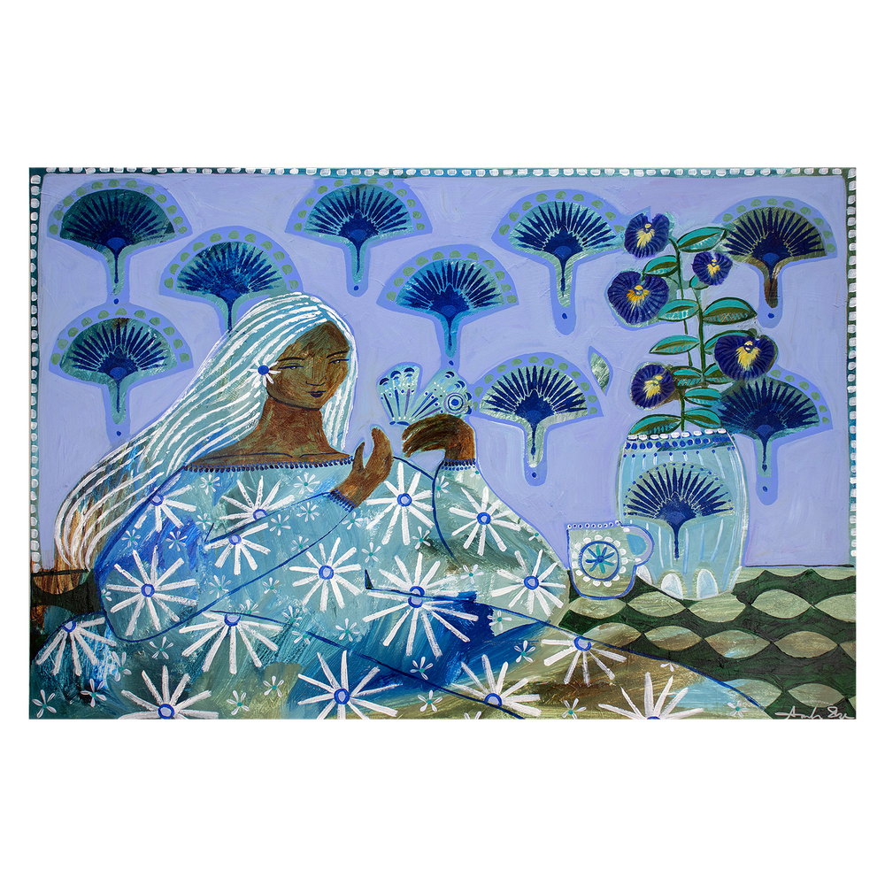 wall-art-print-canvas-poster-framed-Sapphira, Blue Butterfly Tea , By Amanda Skye-2
