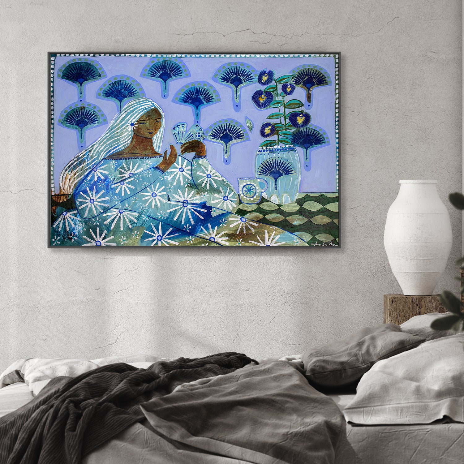 wall-art-print-canvas-poster-framed-Sapphira, Blue Butterfly Tea , By Amanda Skye-3