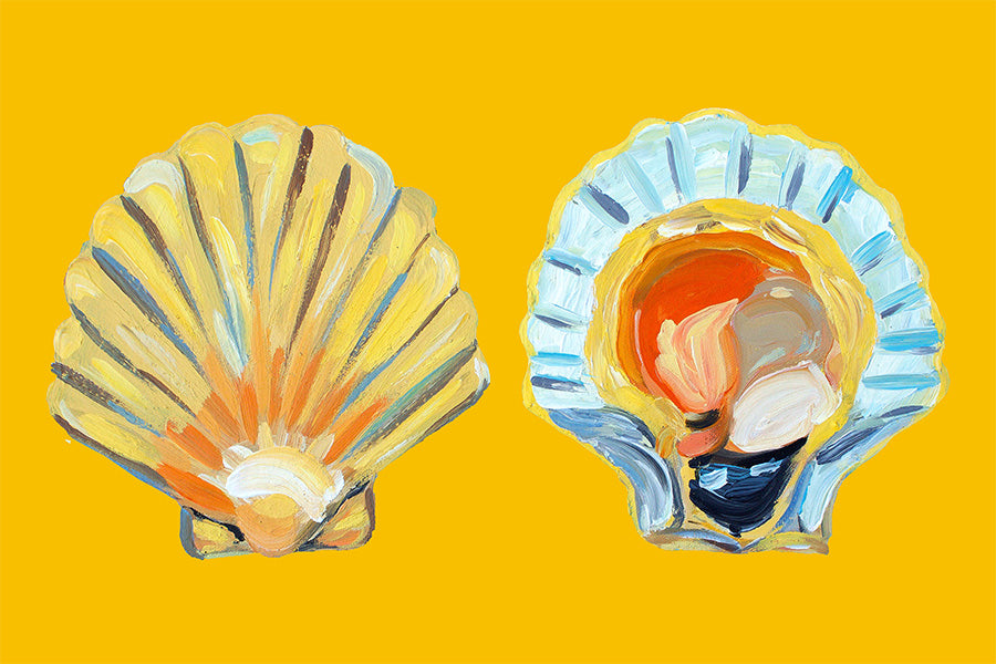 wall-art-print-canvas-poster-framed-Scallops On Yellow, Style B-1