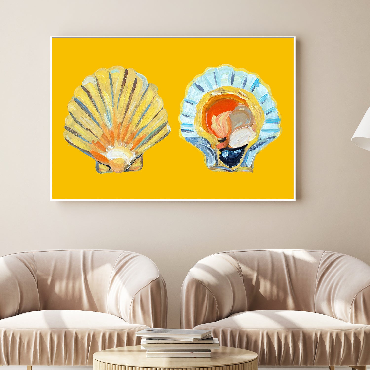 wall-art-print-canvas-poster-framed-Scallops On Yellow, Style B-2
