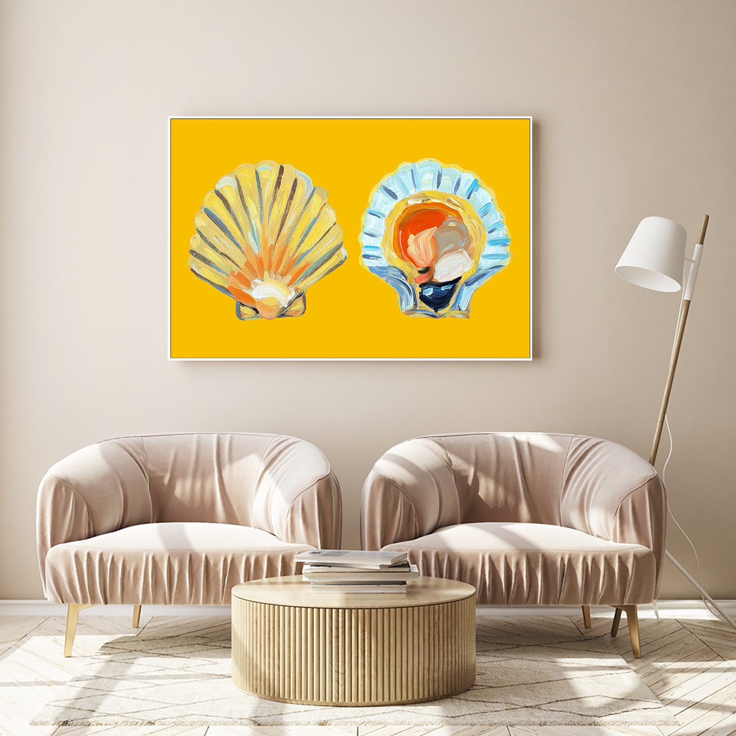 wall-art-print-canvas-poster-framed-Scallops On Yellow, Style B-7