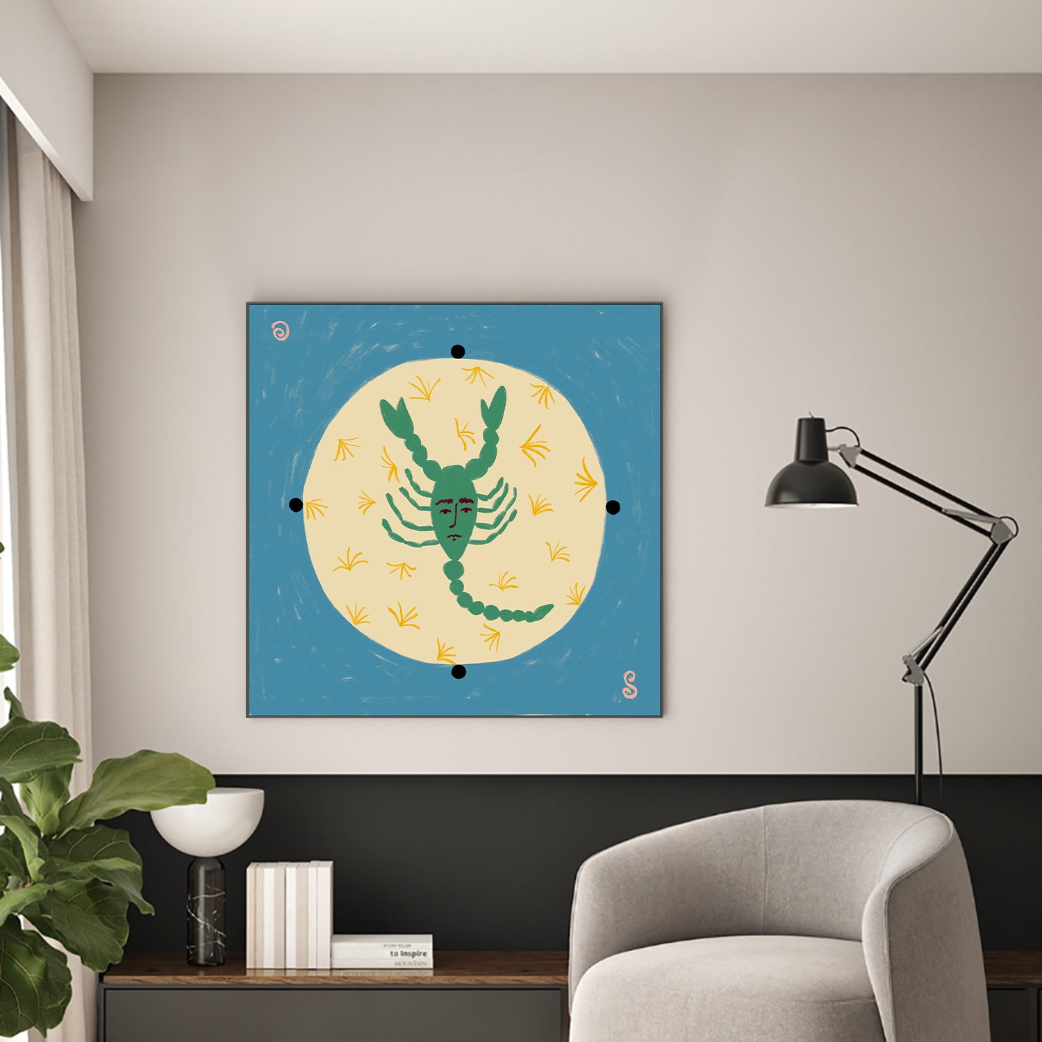 wall-art-print-canvas-poster-framed-Scorpion With A Human Face-2