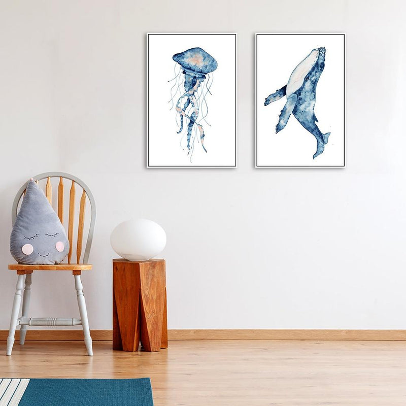 wall-art-print-canvas-poster-framed-Sealife Watercolor Painting, Set Of 2, Style A-by-Gioia Wall Art-Gioia Wall Art