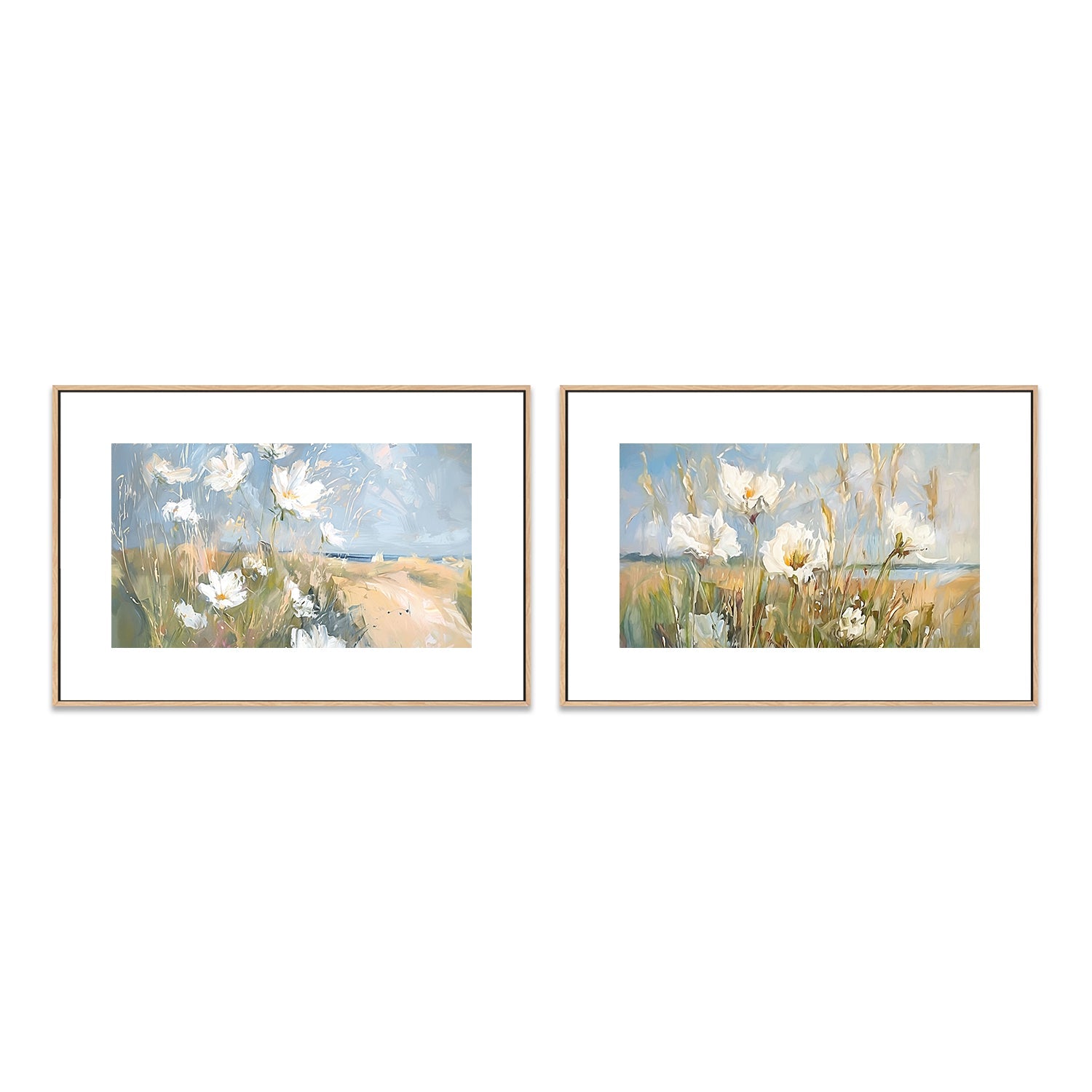 wall-art-print-canvas-poster-framed-Seaside Wildflowers , Style A & B, Set Of 2 , By Accent Art Studio-6