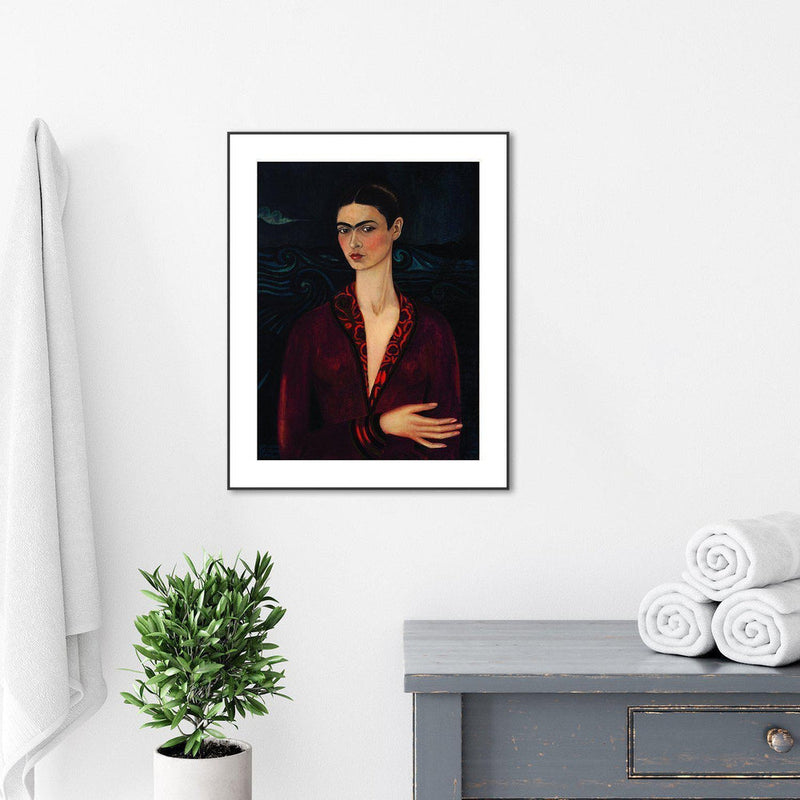 wall-art-print-canvas-poster-framed-Self Portrait In A Velvet Dress, By Frida Kahlo-by-Gioia Wall Art-Gioia Wall Art