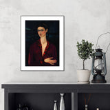 wall-art-print-canvas-poster-framed-Self Portrait In A Velvet Dress, By Frida Kahlo-by-Gioia Wall Art-Gioia Wall Art