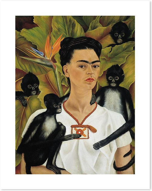 wall-art-print-canvas-poster-framed-Self Portrait With Monkeys, By Frida Kahlo-by-Gioia Wall Art-Gioia Wall Art