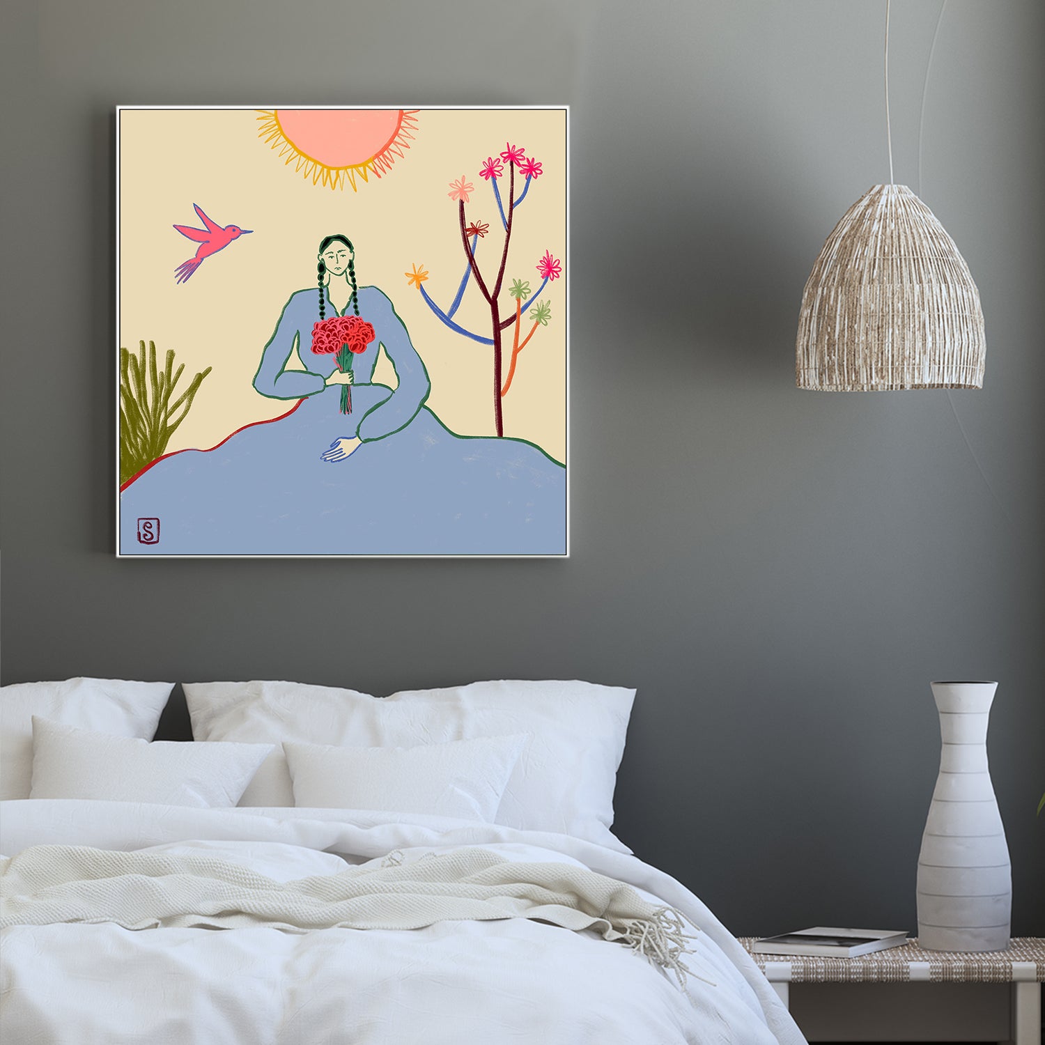 wall-art-print-canvas-poster-framed-Serene Blossom's Embrace-2