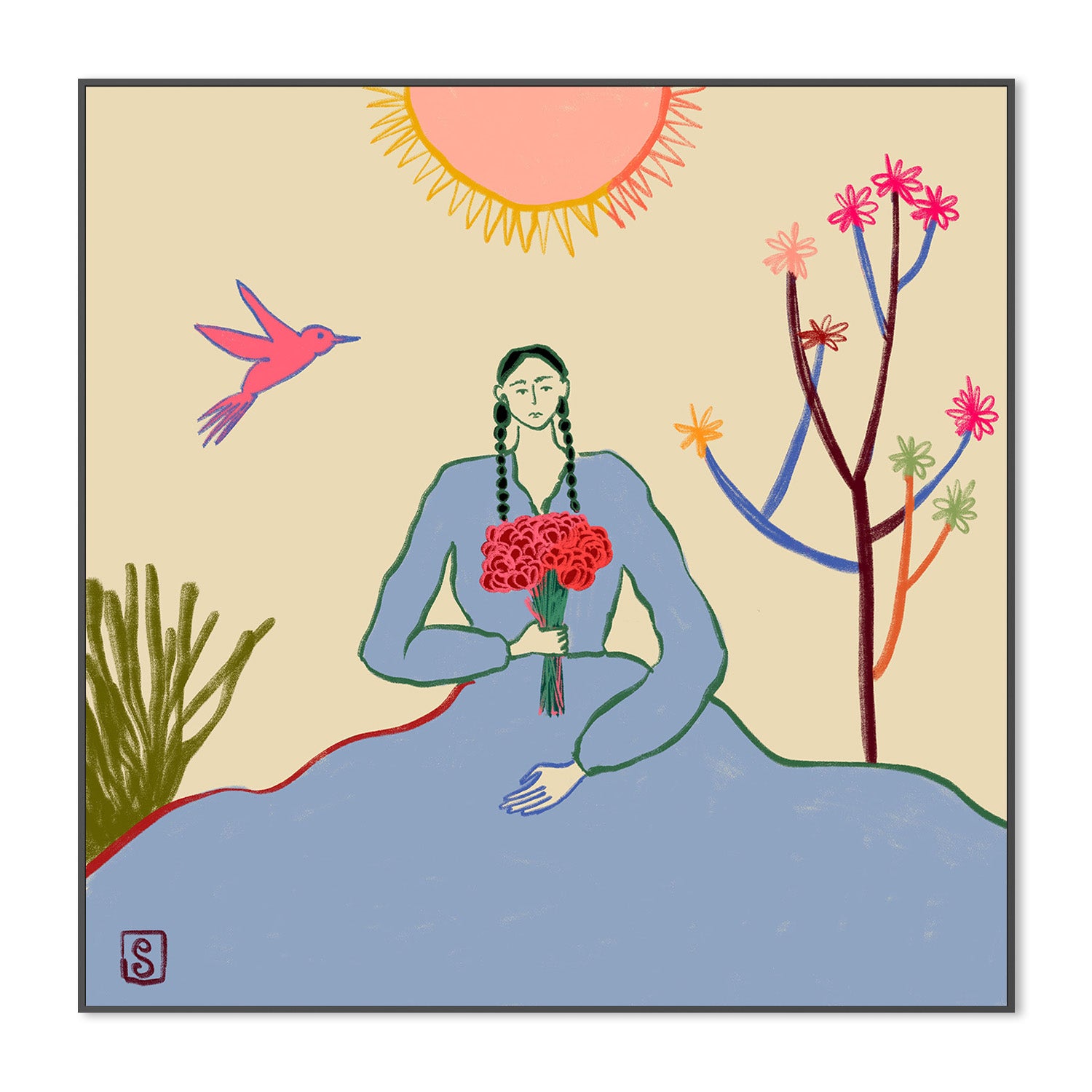 wall-art-print-canvas-poster-framed-Serene Blossom's Embrace-3