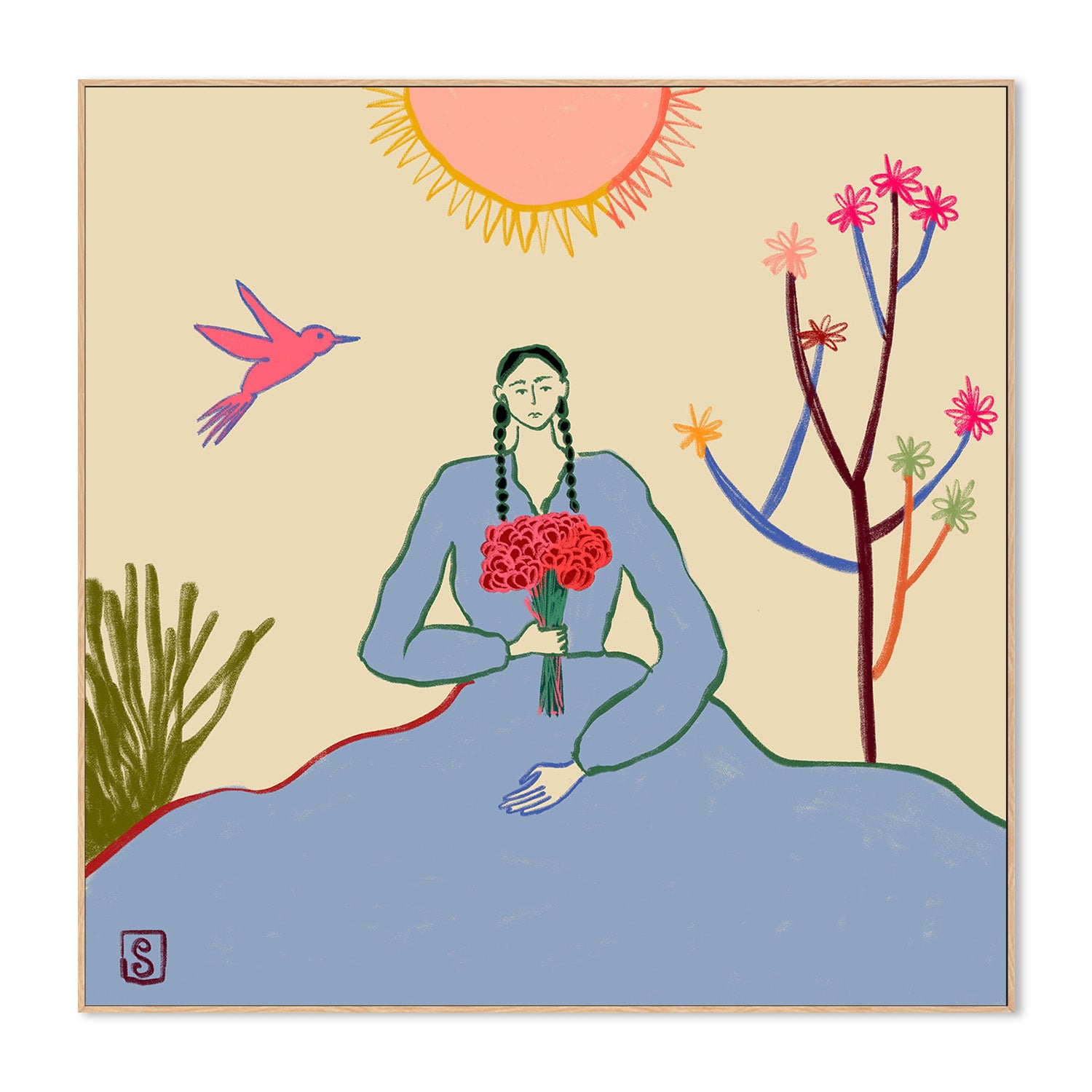 wall-art-print-canvas-poster-framed-Serene Blossom's Embrace-4