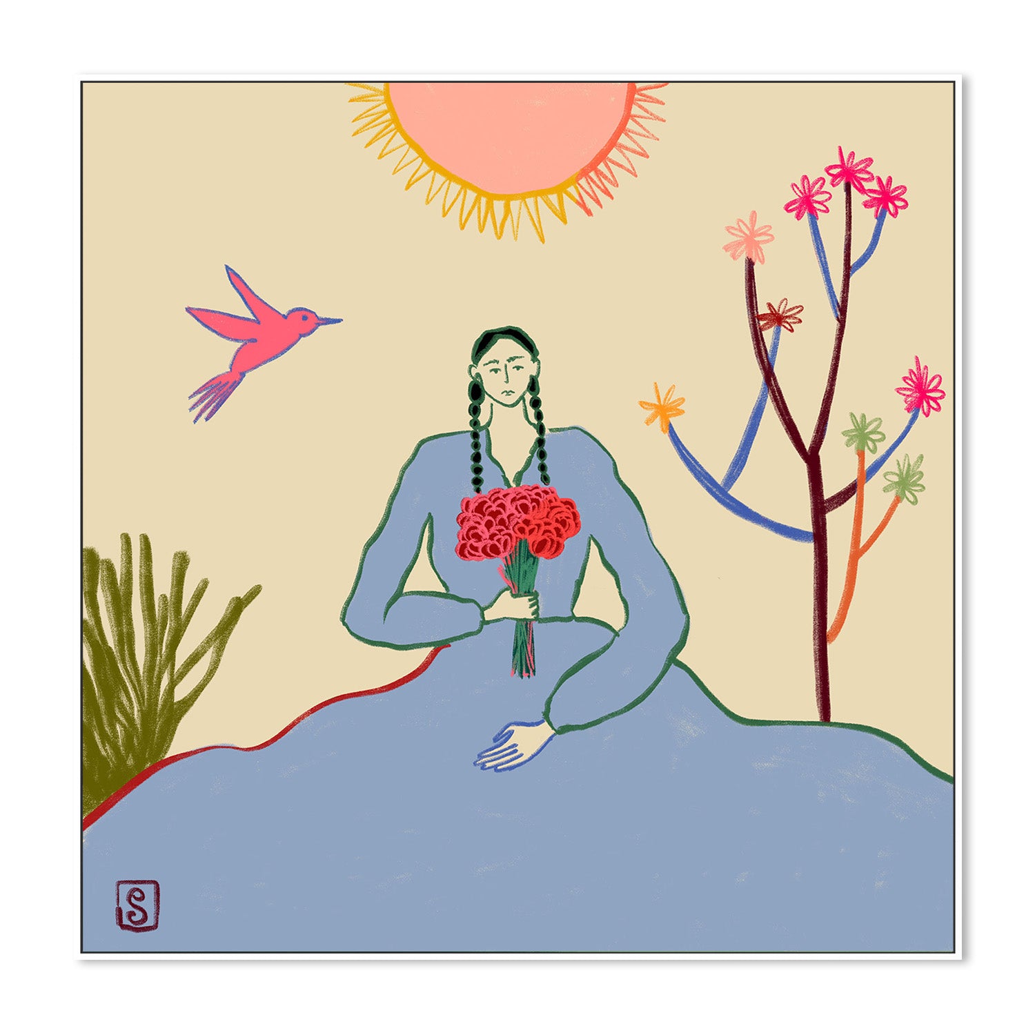 wall-art-print-canvas-poster-framed-Serene Blossom's Embrace-5