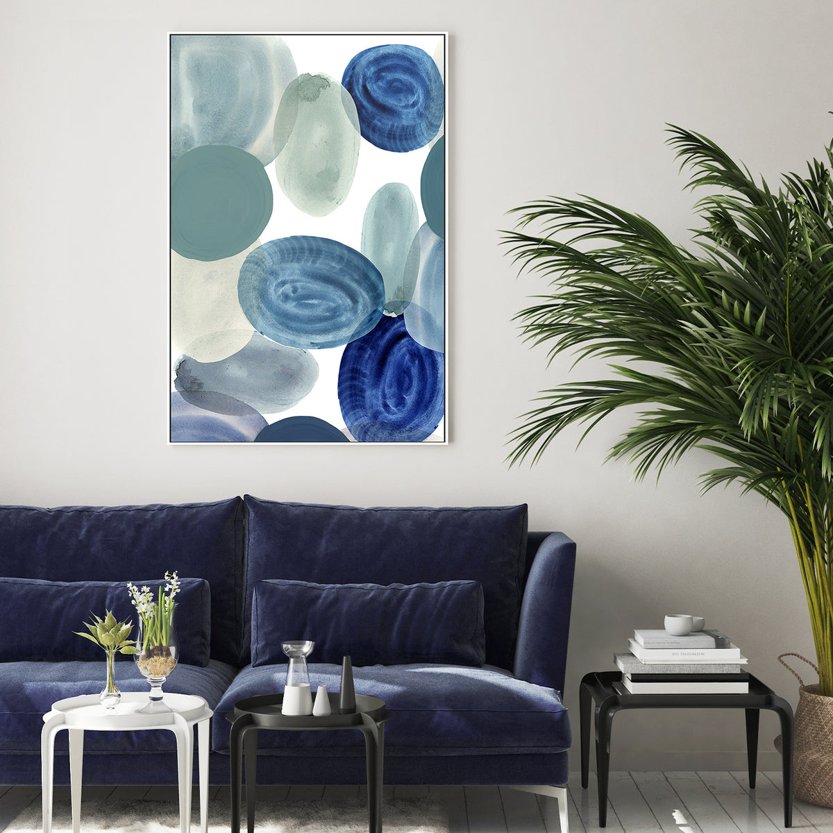 wall-art-print-canvas-poster-framed-Shades of Blue, Style A-7