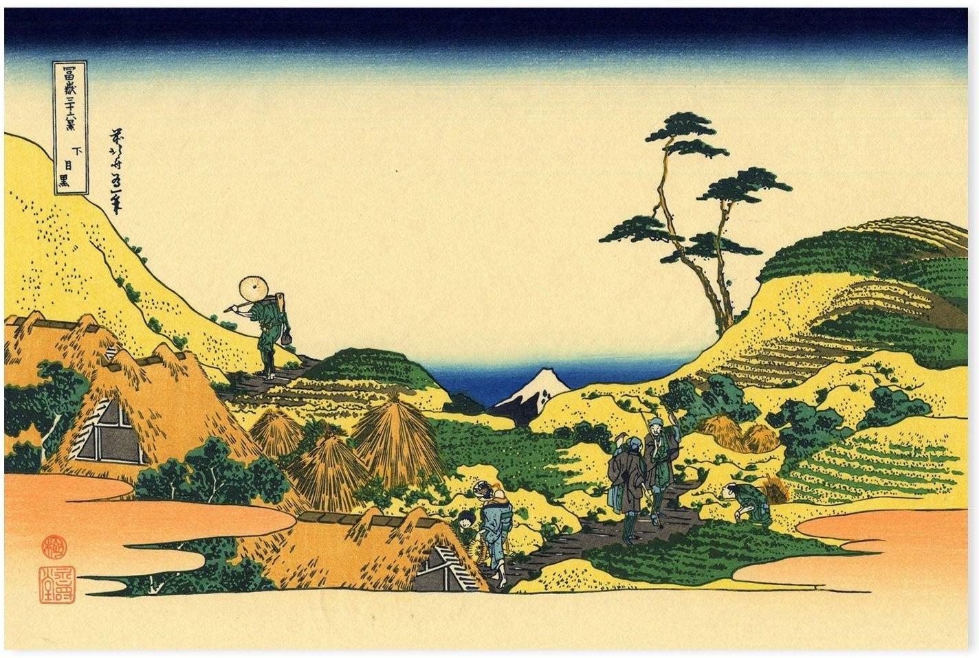 wall-art-print-canvas-poster-framed-Shimomeguro-by-Katsushika Hokusai-Gioia Wall Art