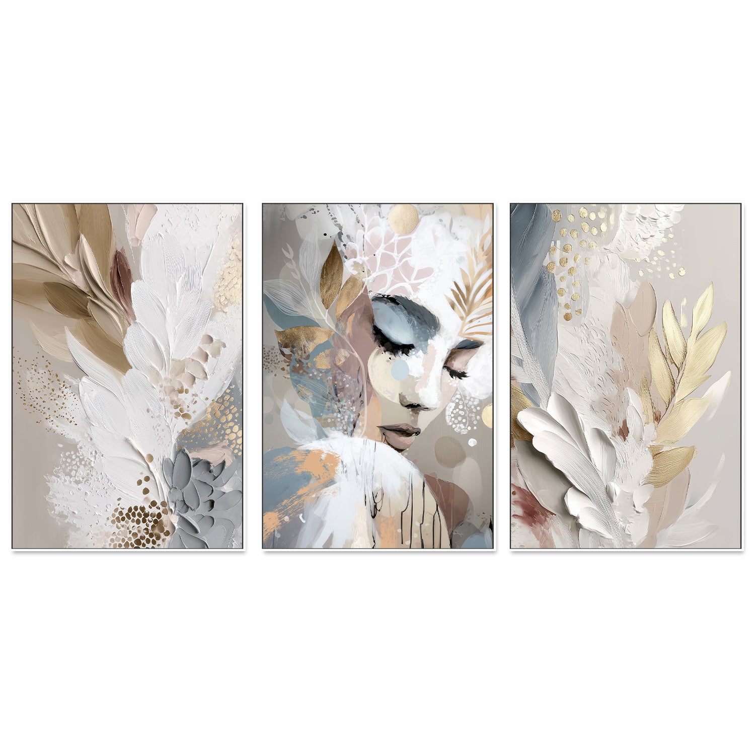 wall-art-print-canvas-poster-framed-Shy, Set Of 3-5