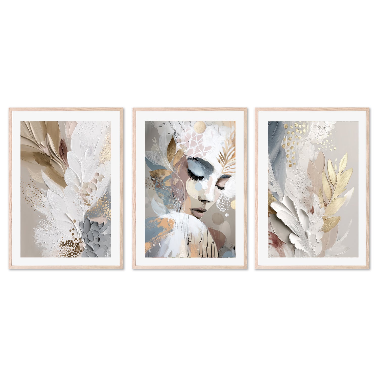 wall-art-print-canvas-poster-framed-Shy, Set Of 3-6