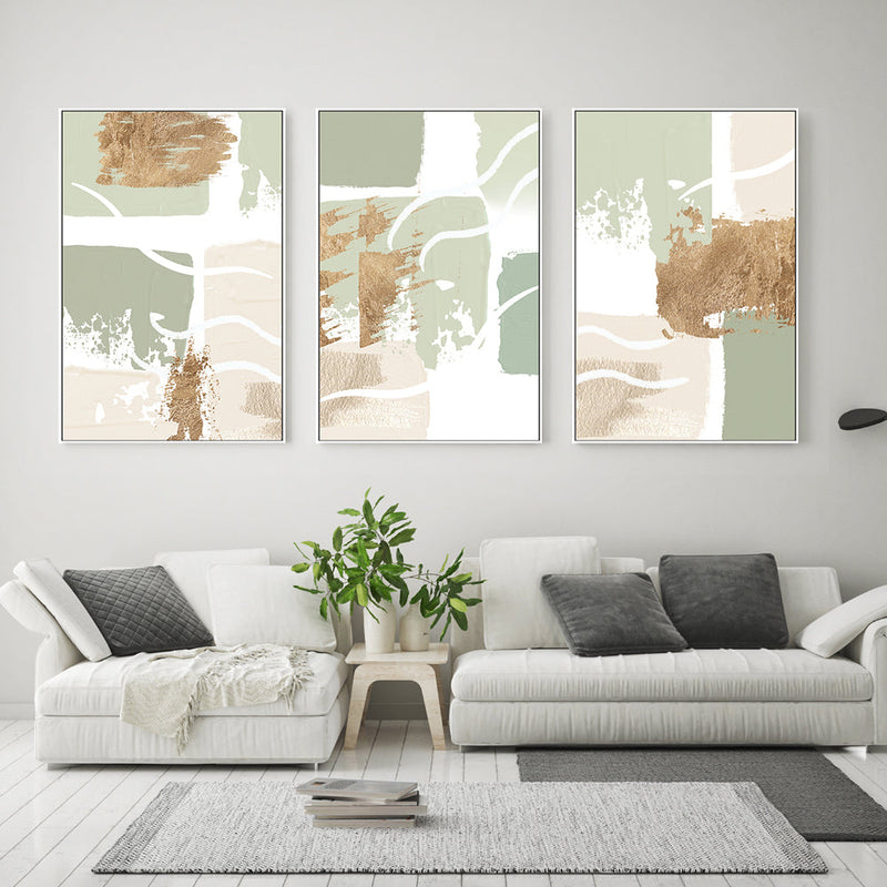 wall-art-print-canvas-poster-framed-Simply Green, Style A, B & C, Set Of 3 , By Sally Ann Moss-GIOIA-WALL-ART