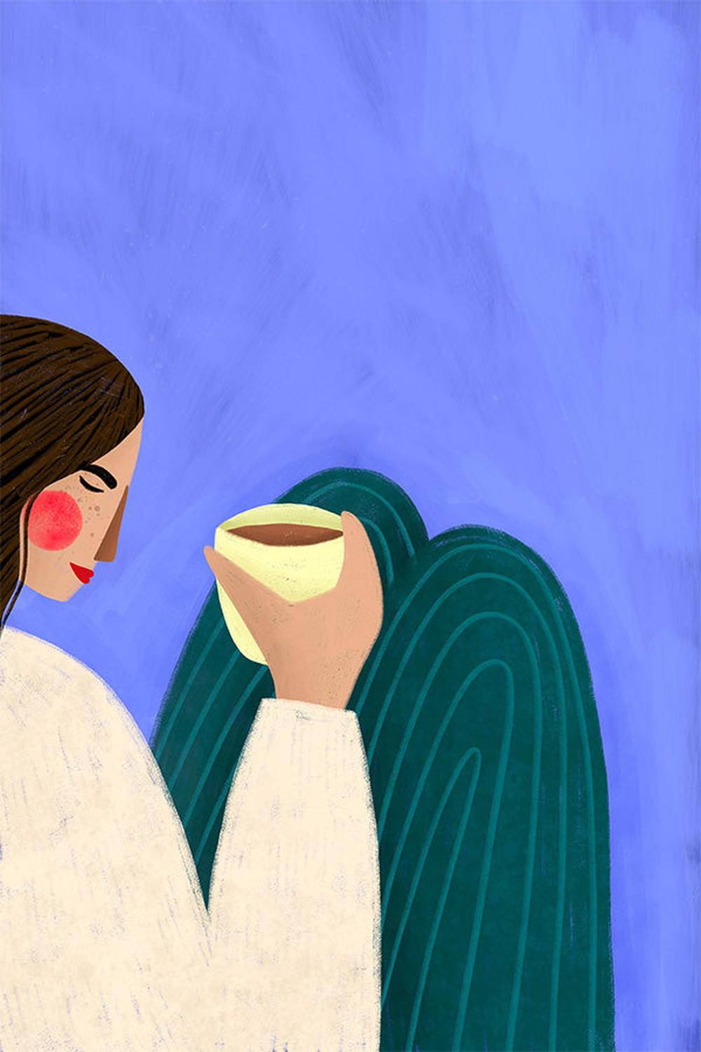 wall-art-print-canvas-poster-framed-Sipping Coffee-1