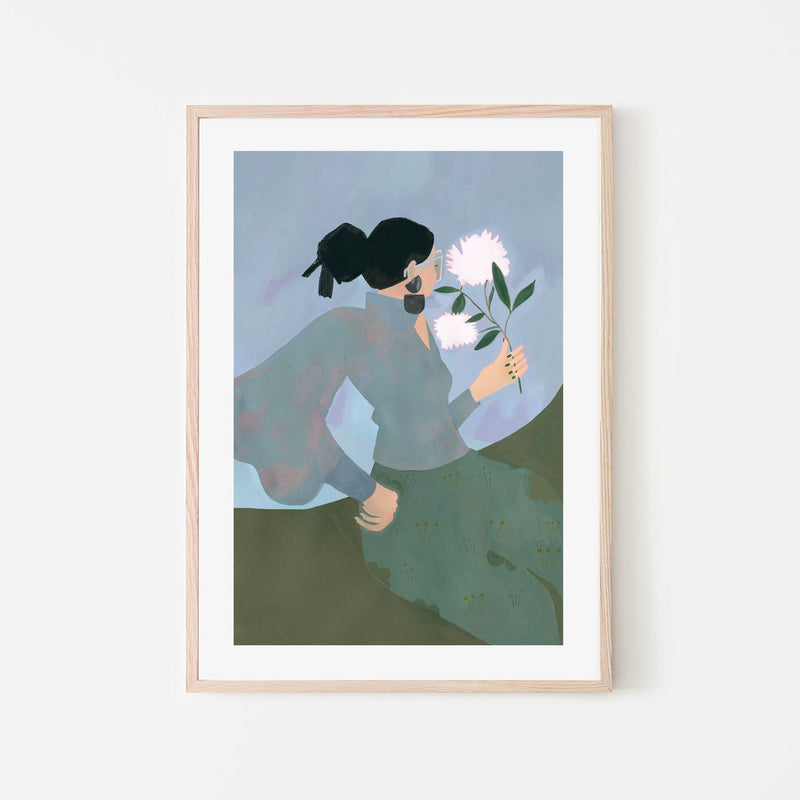 wall-art-print-canvas-poster-framed-Sitting With Flower-6